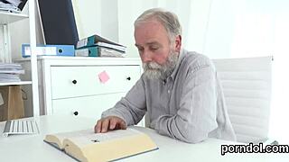 Nice Bookworm Gets Seduced By Older Mentor In Study Session.