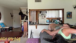 asian girlfriend cunilingus before work, homemade couple