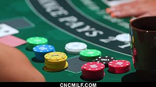 Hot croupier Payton Preslee freeused by guys in bdsm game