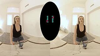 Sexy blonde Kay Carter tries the sex swing for cum in mouth