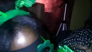 Sloppy double blowjob by BBW trio on St. Patrick's Day with monster cocks.