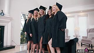 Wow, milfs turn graduation party into a wild reverse gangbang bash!