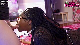 Black Ebony Whore Devours White Daddy's Hard Cock