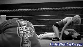 Petite Euro Wrestler Takes on Busty Les Babe in Wild Fight!