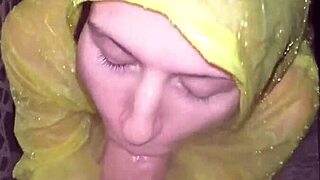 Horny girlfriend offered a wild blowjob in shower with raincoat on! 💦
