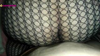 Big balls in doggystyle position with latina wife