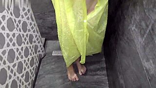 Horny girlfriend offered a wild blowjob in shower with raincoat on! 💦