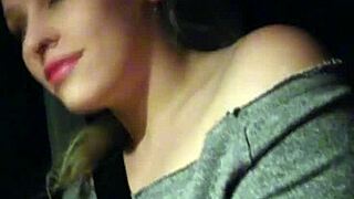 Blonde teen hitchhiker grabs driver's cock in the car 🚗