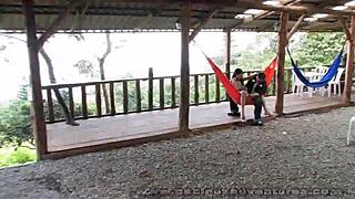 Karen's shaved pussy gets fingered and muff dived by hot latina 😏