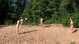 purefilmstv blonde girls play with toys on camping trip