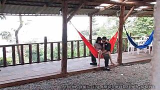 Karen's shaved pussy gets fingered and muff dived by hot latina 😏