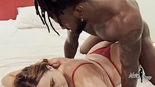 Humiliating small cock husband with two muscular black studs