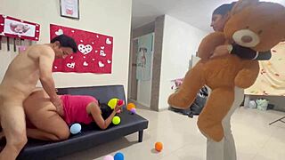 I had a real homemade threesome on valentines day with dripping wet pussies and monster cocks