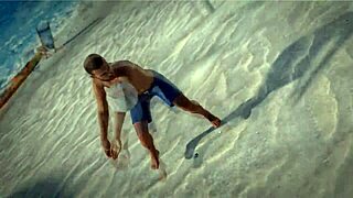 petite redhead topless on beach with piercing