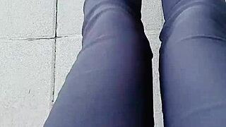 so, this ladyboy tingting gets naughty outdoors in female clothes and pees in public