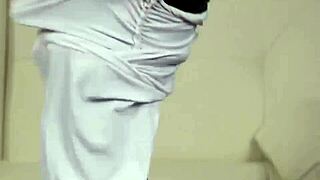 feisty hottie enjoys getting her face covered in cum while sucking it all up