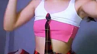 yo, bonneyuwu, this petite colegiala masturbates with a huge dildo!