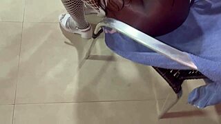 Damn, that hot black slut takes it deep in her tight ass!