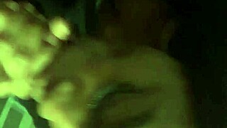 Ebony Babe Blows Big Cock In Public Bathroom.