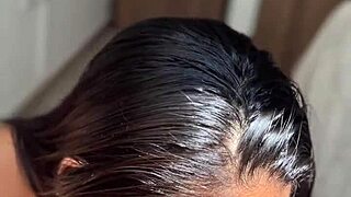 Latina teen licks and sucks huge cock for first time