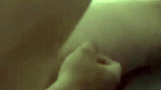 skinny brunette housewife teases with blowjob and tit licking