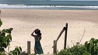 Milf Teases Stranger With Tongue, Then He Fucks Her Ass Publicly