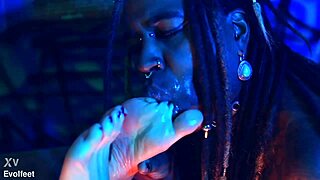 heel play and foot domination with spitting choking