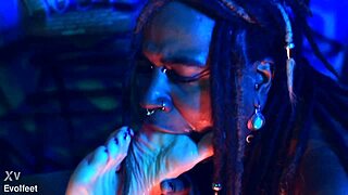 heel play and foot domination with spitting choking