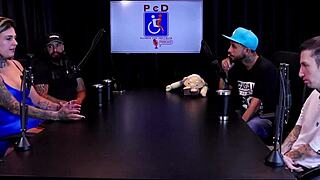 couple holds hands in sheer red lingerie for video