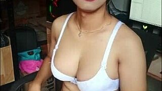 Black hijab transgirl slut cums from solo play