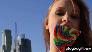 Bombastic Busty Redhead Teen 18+ Posing Naked on Rooftop