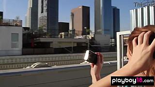 Bombastic Busty Redhead Teen 18+ Posing Naked on Rooftop