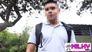 Peruvian Housewife Seduces University Stud for Public Hardcore Doggy in Taxi