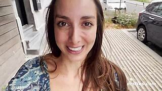 Exhibitionist Ana fingers herself in public. How bold can she get?