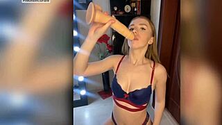 Redhead Bitch Takes a Huge Shaft Deep in Her Mouth