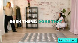 Skinny Brunette Masseuse Charlie Valentine Delivers Wet Nuru Massage