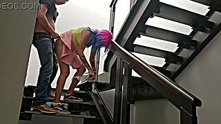 Come on, neighbor, a quickie on the stairs, almost got caught, no way! 😱