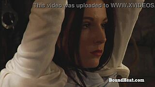 busty lesbian slave tied up and groped by mistress