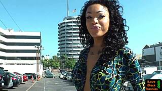 Gorgeous ebony tranny with pierced dick in stunning solo show