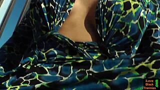 Gorgeous ebony tranny with pierced dick in stunning solo show