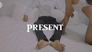 Teen girls invite two guys for homemade threesome sex and riding