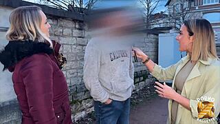 Man, Kelly and Pam with big tits share a hard cock! 🔥