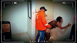 Slamming Colombian Milf in Lingerie Sucks and Fucks Delivery Guy Hard
