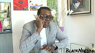 Slim ebony stepdaughter deepthroats african monster cock, gets cum on wet juicy pussy! 😍