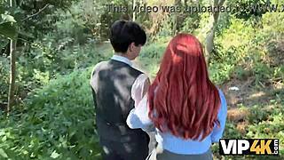 Sexy redhead olivia reveals lingerie and enjoys public fun with boyfriend