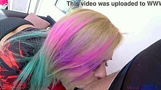 The horny goth stepsister with piercing deepthroats and titjobs her partner. She licks balls and cums on tits.