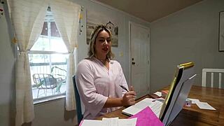 my step-mom is bent over in doggystyle, getting a blowjob and riding a monster cock