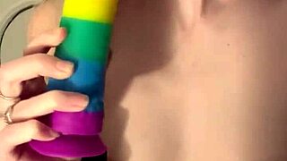 Tiny Amateur Rides Giant Dildo and Orgasms Hard!