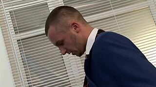 Slutty group gets rough anal fucking in office costume party