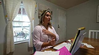 my step-mom is bent over in doggystyle, getting a blowjob and riding a monster cock